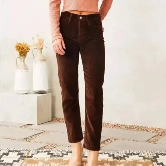 Levi's Wedgie Straight Corduroy Pants 34x28 Brown Button Fly High Rise Premium - Picture 1 of 11